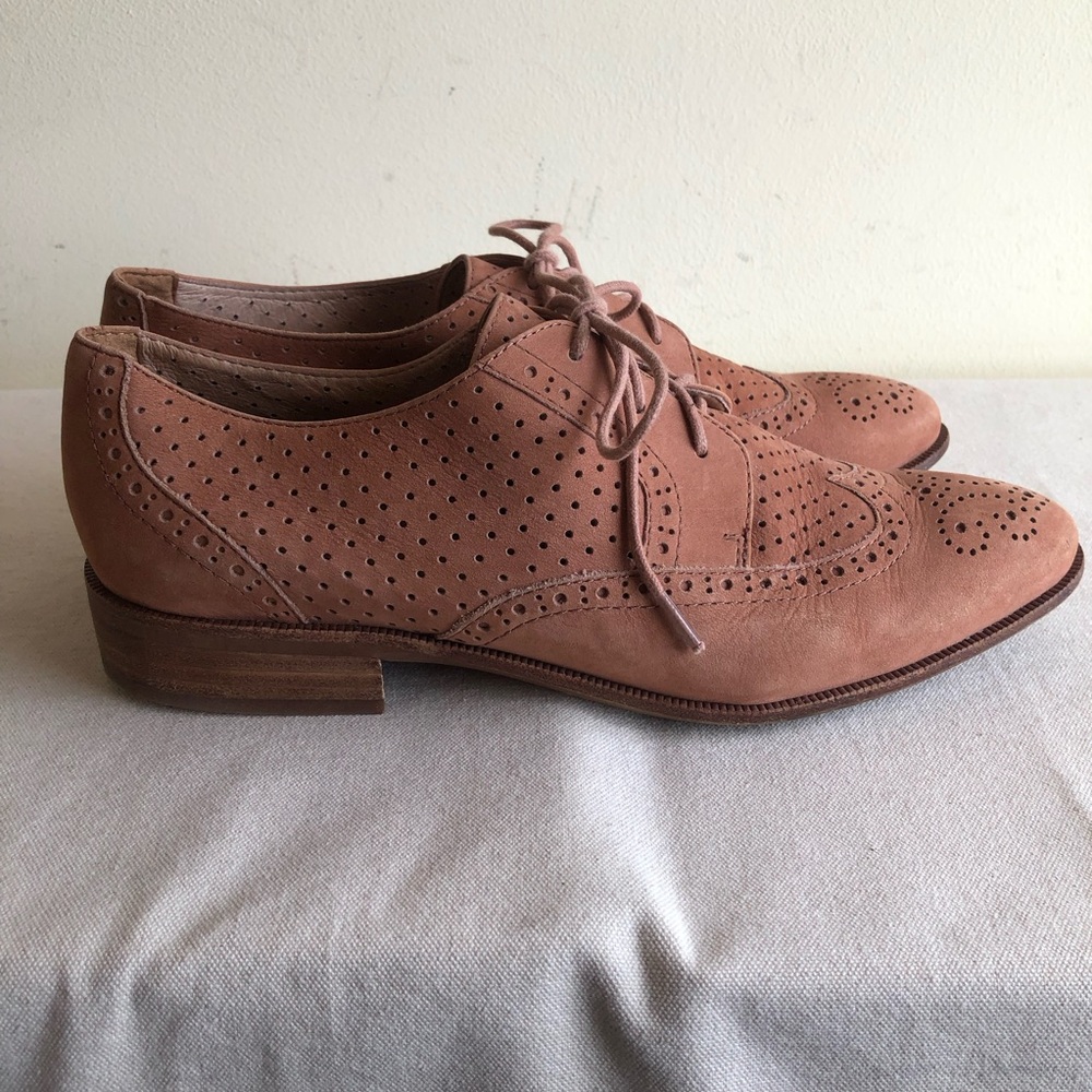 Madewell Perforated Leather Wingtip Oxford - Tan sz 8